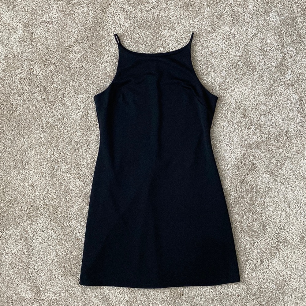 High Neck Spaghetti Strap Mini Dress